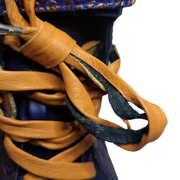 Reebok Alicia Keys leather blue metallic bronze wedge high-top wedge sneakers - Picture 10 of 10